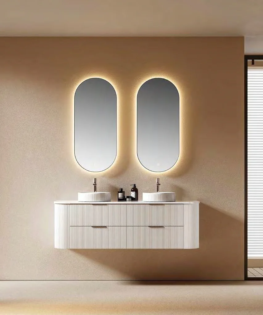 GOGO 6135B Armoire double salle de bain blanche avec miroirs Arch